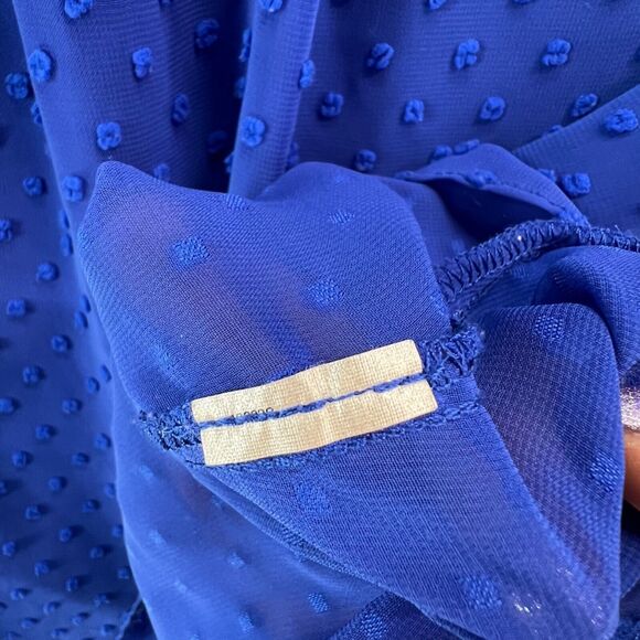 J Crew Blouse Womens S Cobalt Blue Sheer Swiss Dot Keyhole Popover Top Preppy - Picture 14 of 14